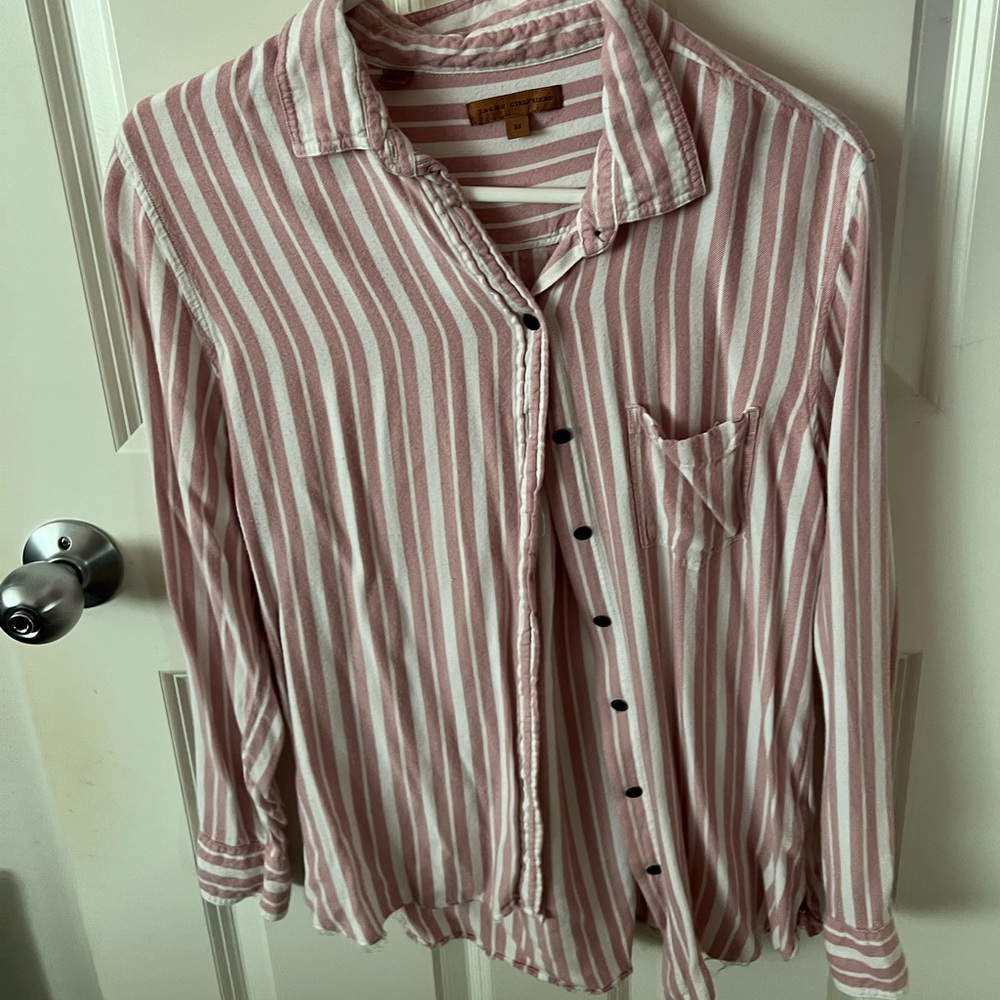 Pink and white stripes button